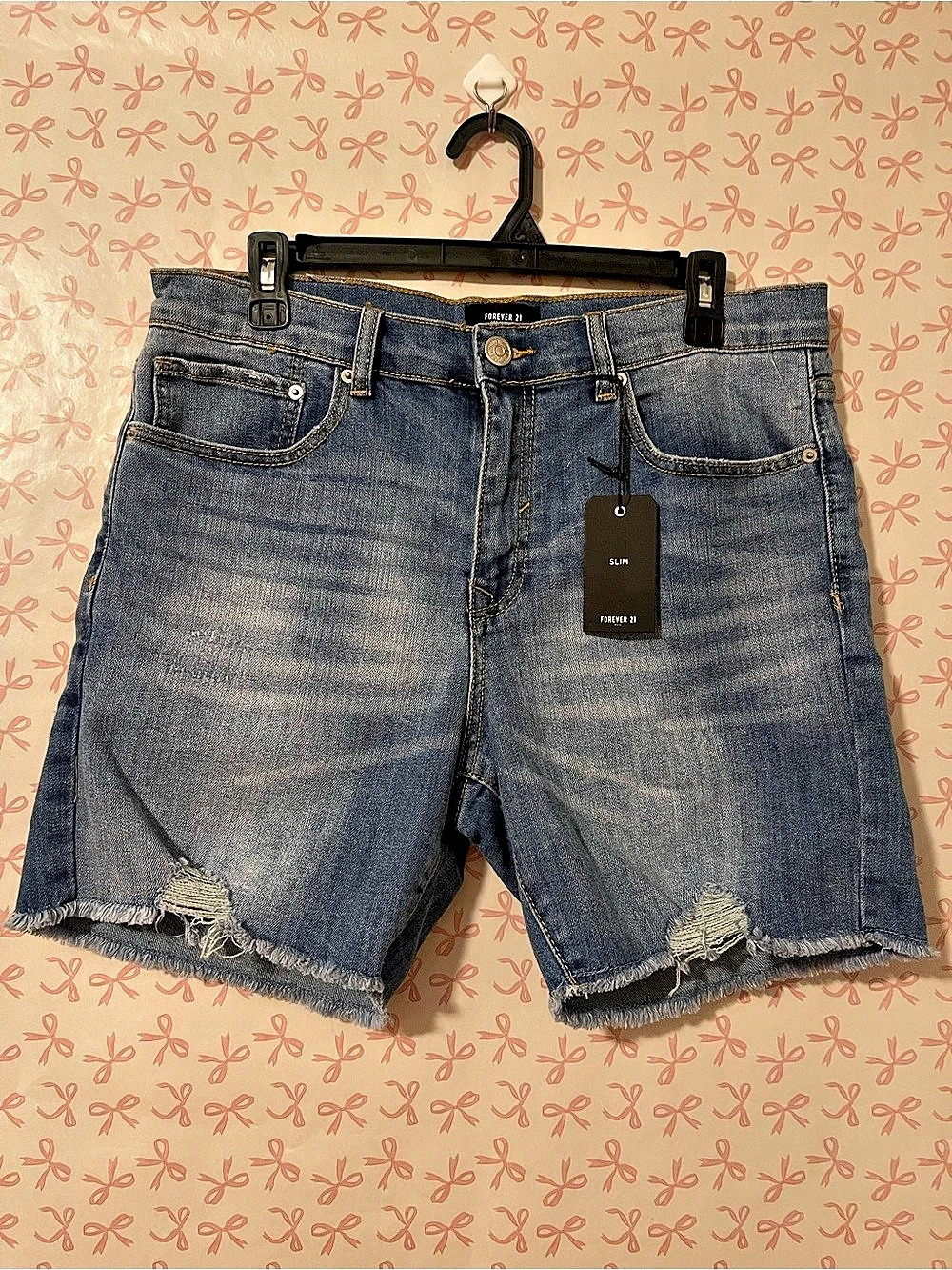 Forever 21 Slim Denim Jean Shorts Blue Waist 32
